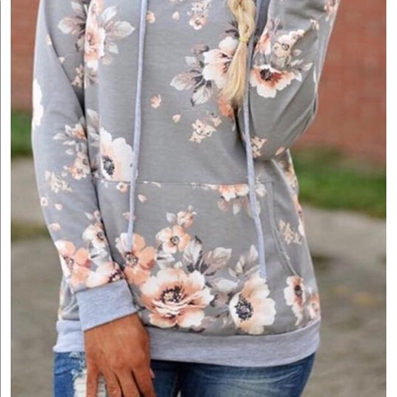 Gray, pink, and white womens hoodie, NIP, size XL - Picture 2 of 3